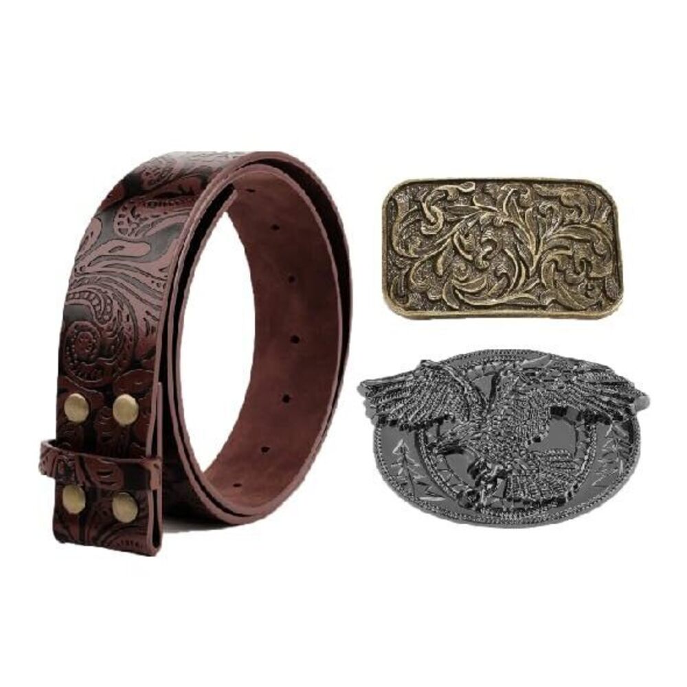 3147 Renaissance Accessoriess Women Two-Buckles Leather Belts Vintage Western View 2